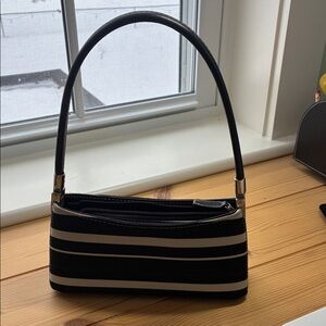 Stylish Black and White Striped Women's Bag